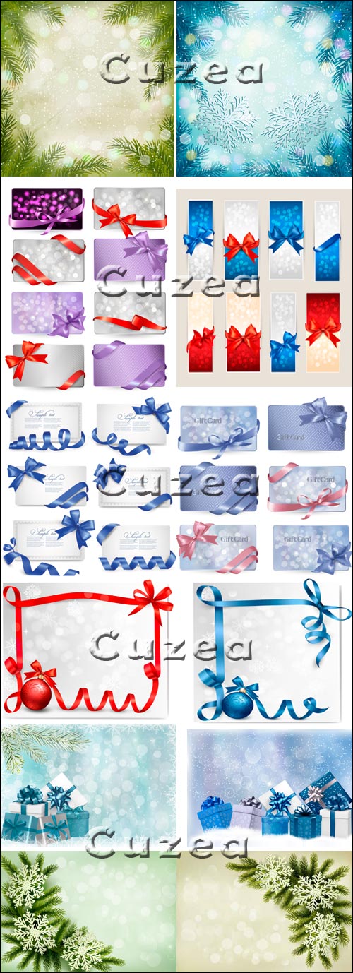 Christmas blue background with gift boxes and snowflakes