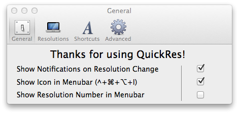QuickRes - быстрая смена разрешения экрана горячими клавишами