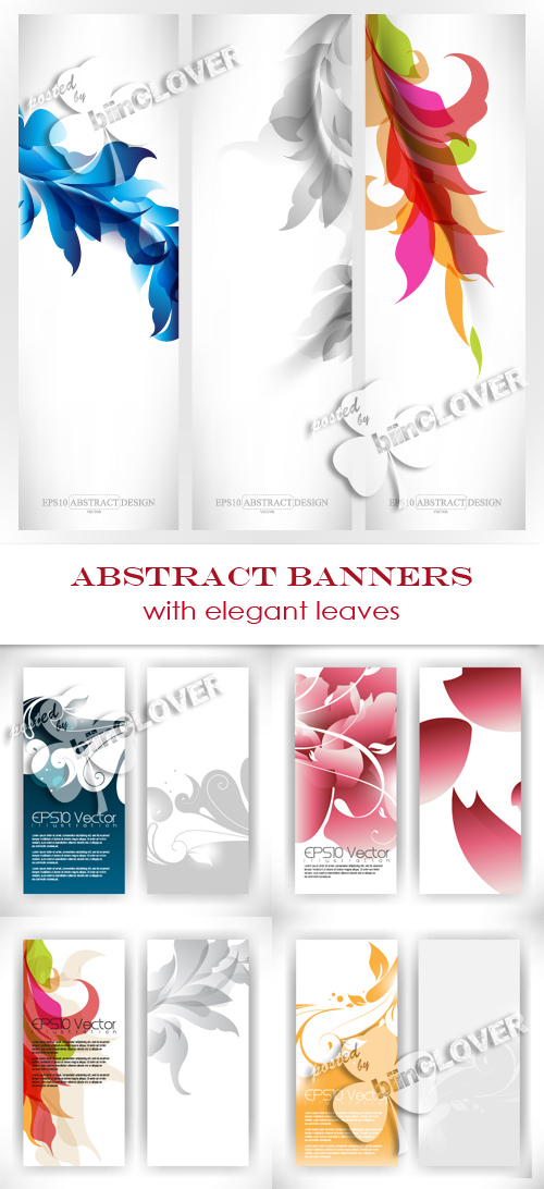 Abstract banners with elegant leaves 0361