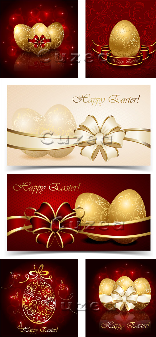 Easter card and ribbons in vector