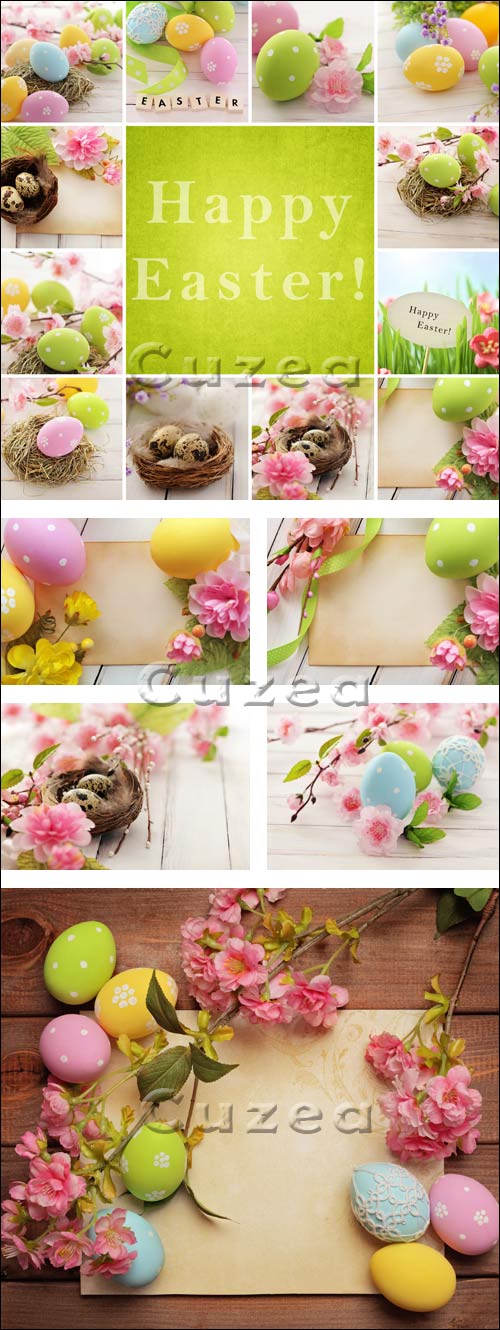     / Easter still life on a wooden background - Stock photo
