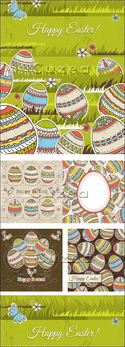     / Easter vitage decorations in vector