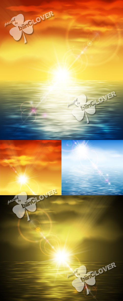 Vector background with sunset and sea 0405