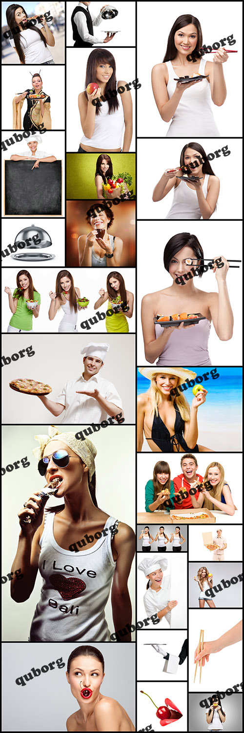Stock Vector - People and Food